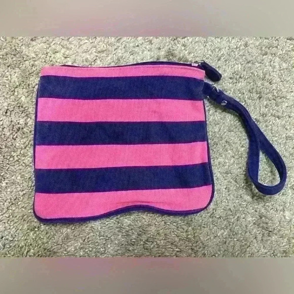 Disney Parks Minnie Mouse Wristlet Navy/Pink Stripe - Picture 4 of 6